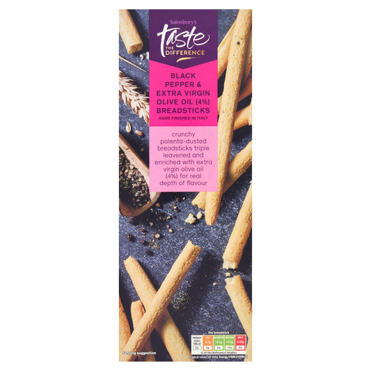 Sainsbury's Black Pepper Breadsticks, Taste the Difference 130g Cereal bars & breakfast biscuits Sainsburys   