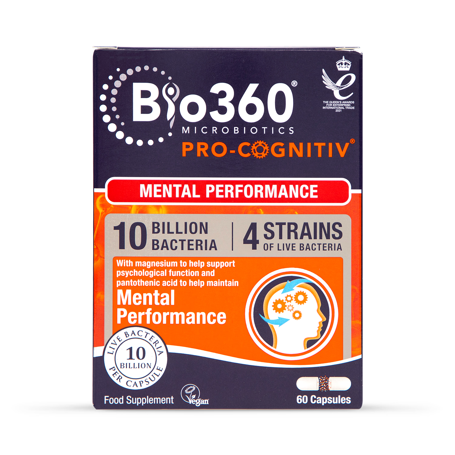 Nature's Aid PRO-Cognitiv 10 Billion Probiotic Capsules, imported from the UK