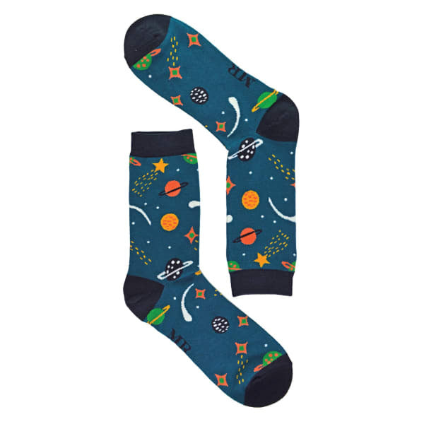 Mr Heron novelty bamboo socks solar system pattern (British brand)
