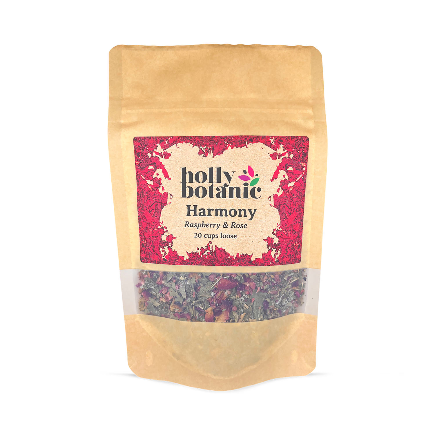 Holly Botanic Harmony Tisane raspberry and rose 20 cup loose (British brand)