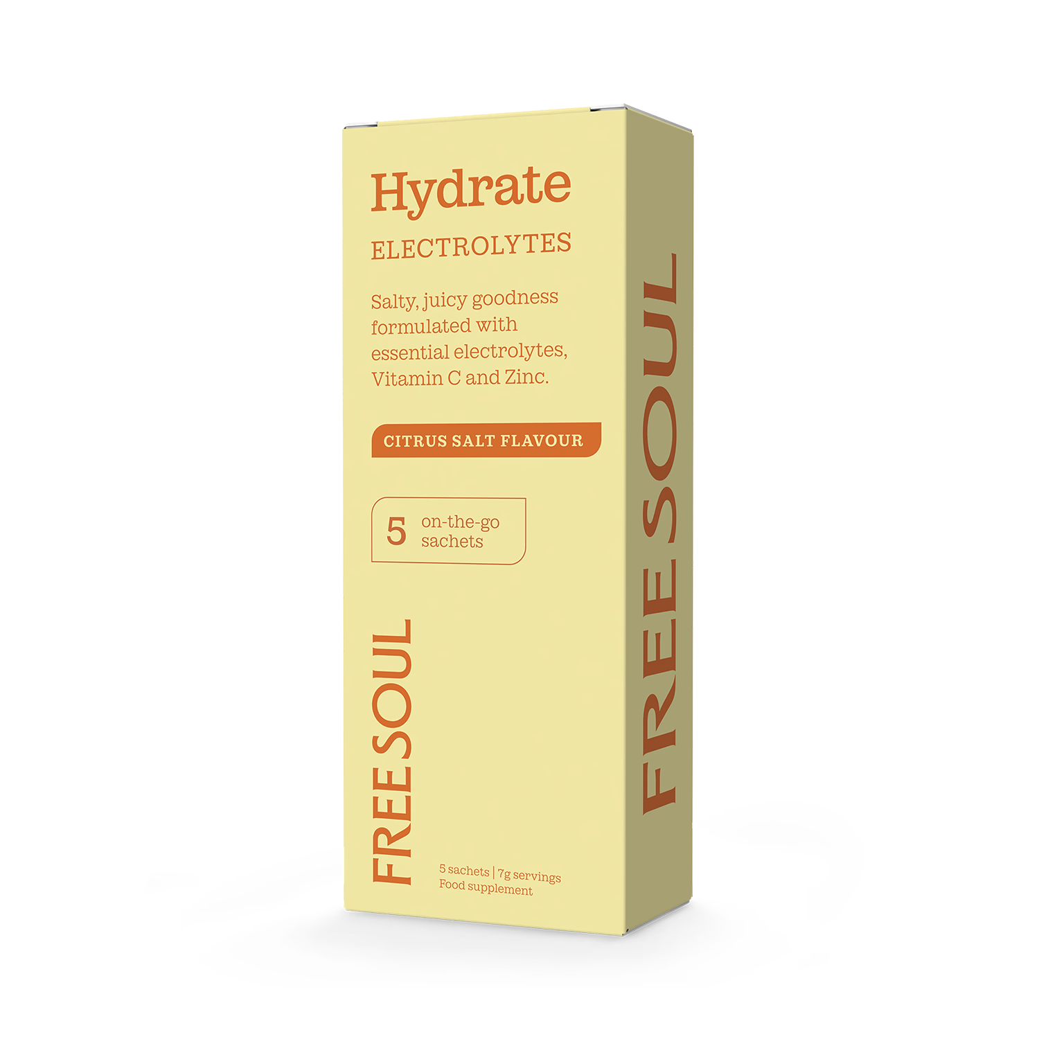 Free Soul Hydrate electrolyte sachets citrus 5 sachets, imported from the UK