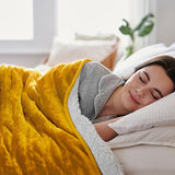 Cosi Home fleece and sherpa electric heated throw mustard (British brand)