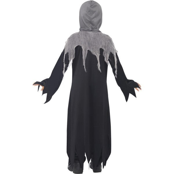 Smiffys Grim Reaper child costume with black cloak and hood, UK version