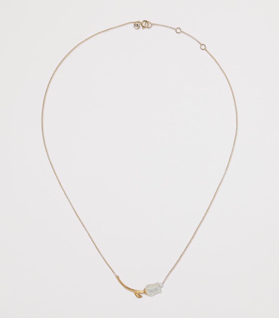 Annoushka Tulips chain necklace with diamonds and freshwater pearl, imported from the UK