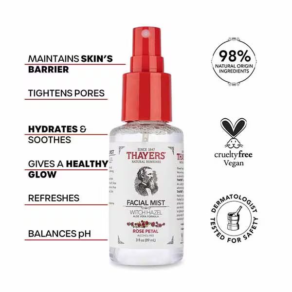 Thayers alcohol free rose petal facial mist (British brand)
