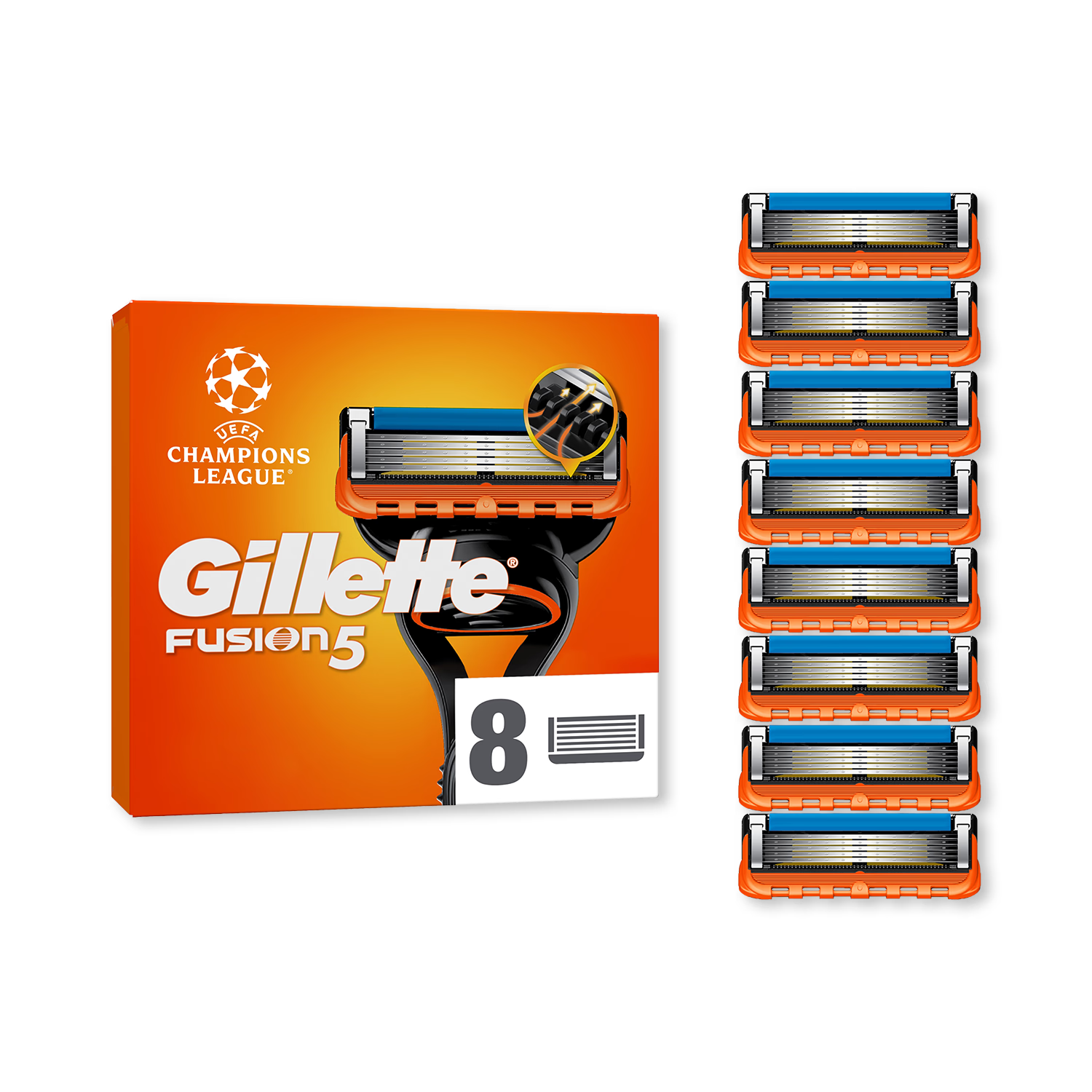 Gillette Fusion5 razor blade refill 8 blades - British product
