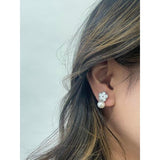 SVNX clover earrings with pearl in silver, imported from the UK