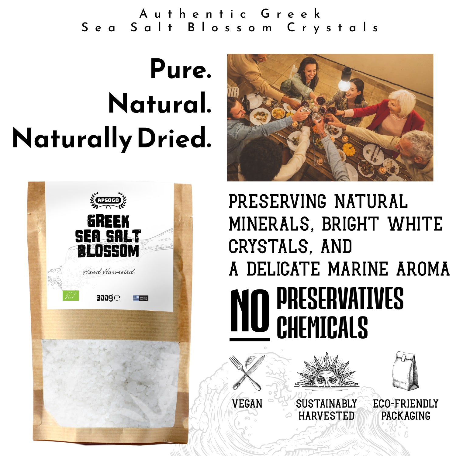 APSOGO sea salt blossom 300g (British brand)