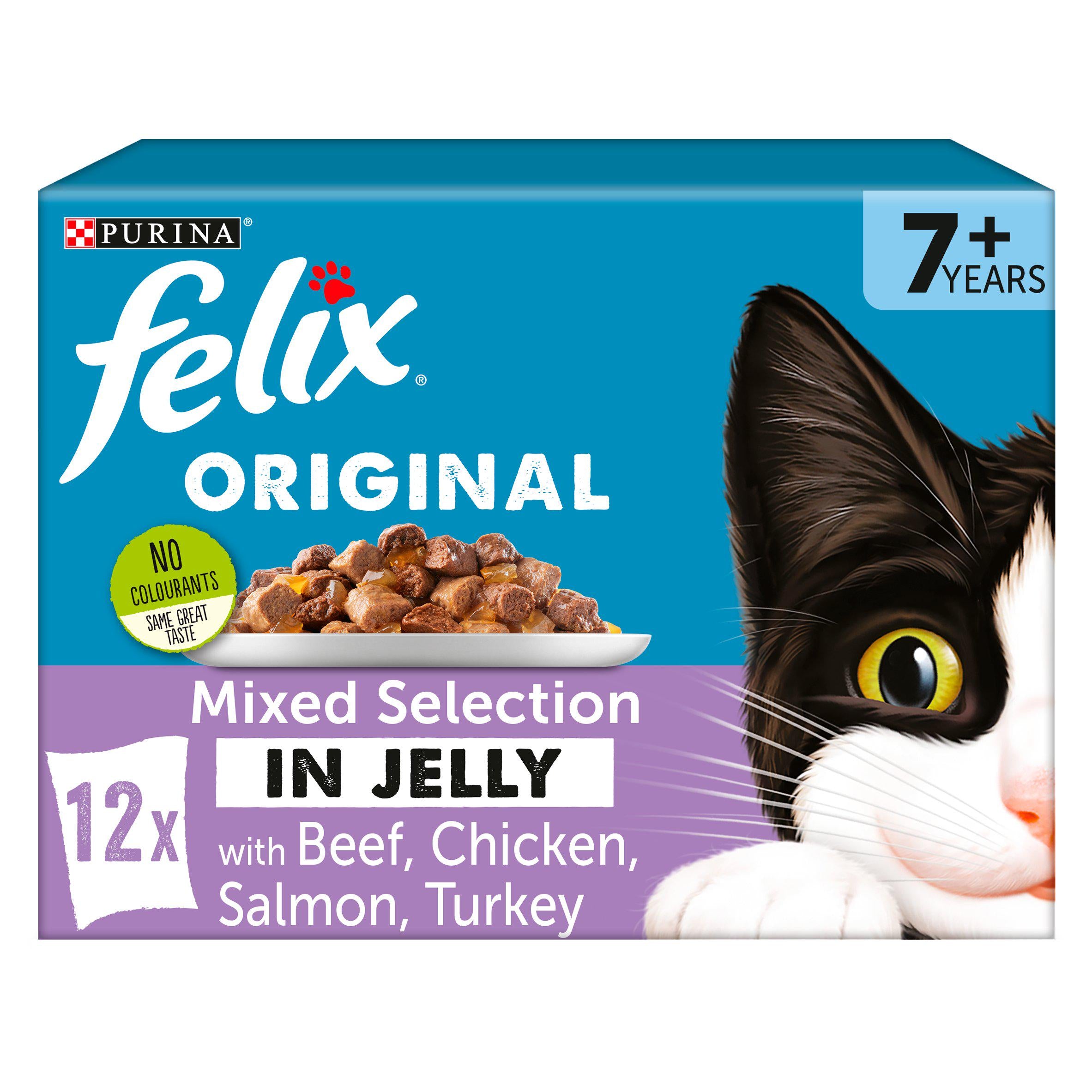 Felix 7+ Mixed Selection in Jelly Beef 12x100g Felix Sainsburys   