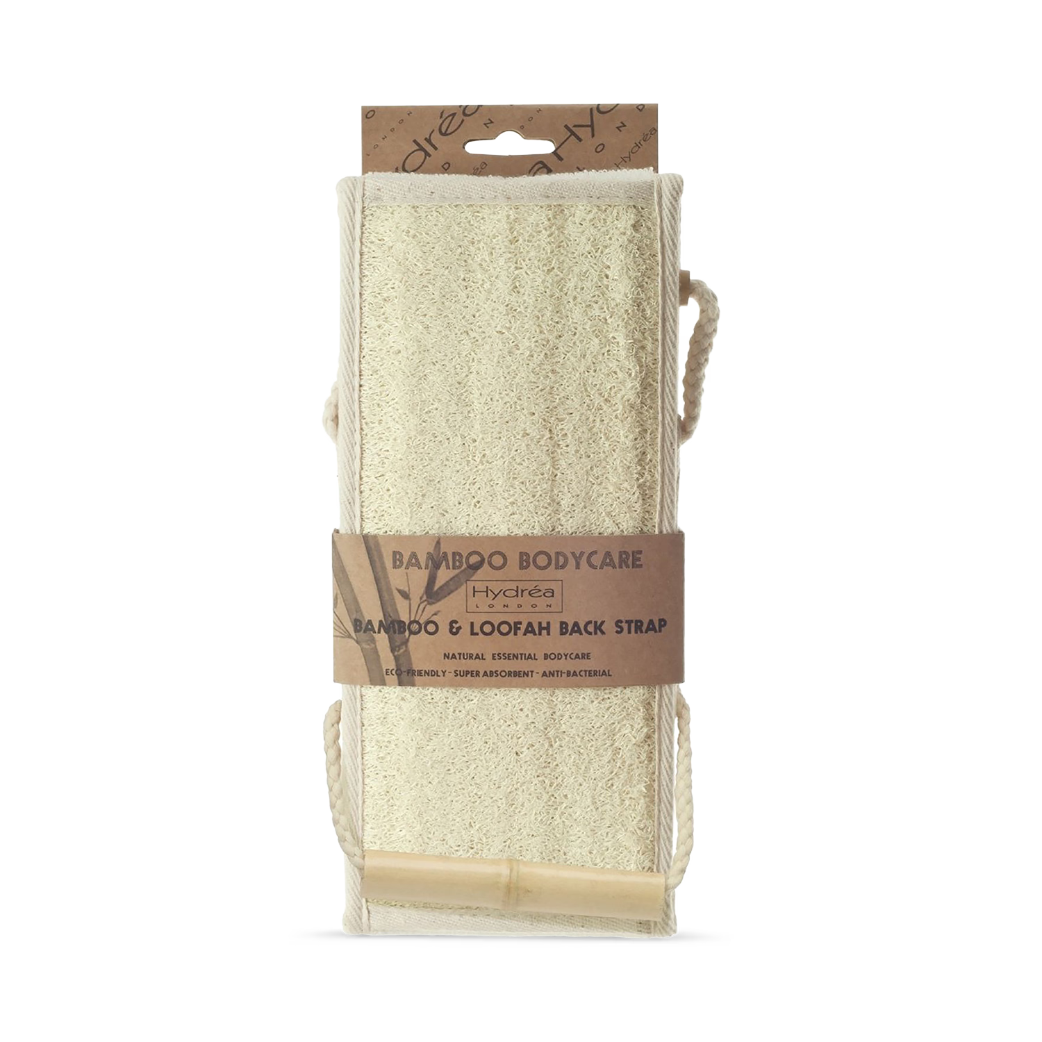Hydréa London bamboo loofah exfoliating back strap, UK version