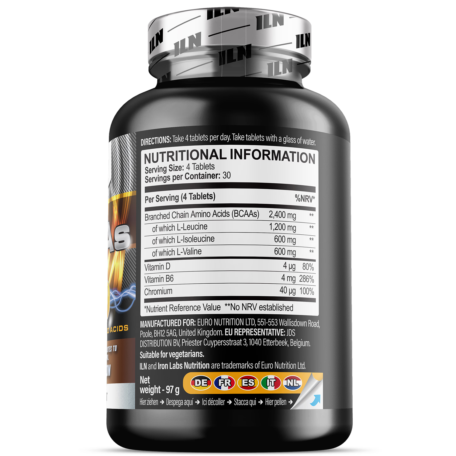 Iron Labs Nutrition BCAA tablets 120 count (British brand)