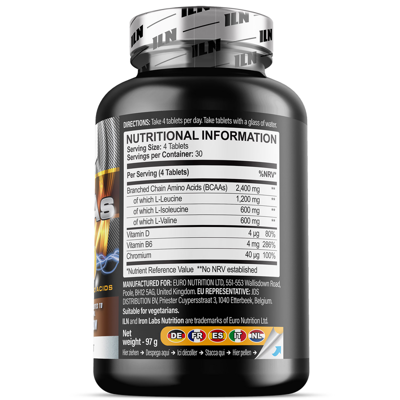 Iron Labs Nutrition BCAA tablets 120 count (British brand)
