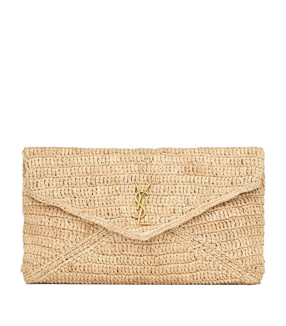 Saint Laurent raffia Cassandre envelope pouch, imported from the UK