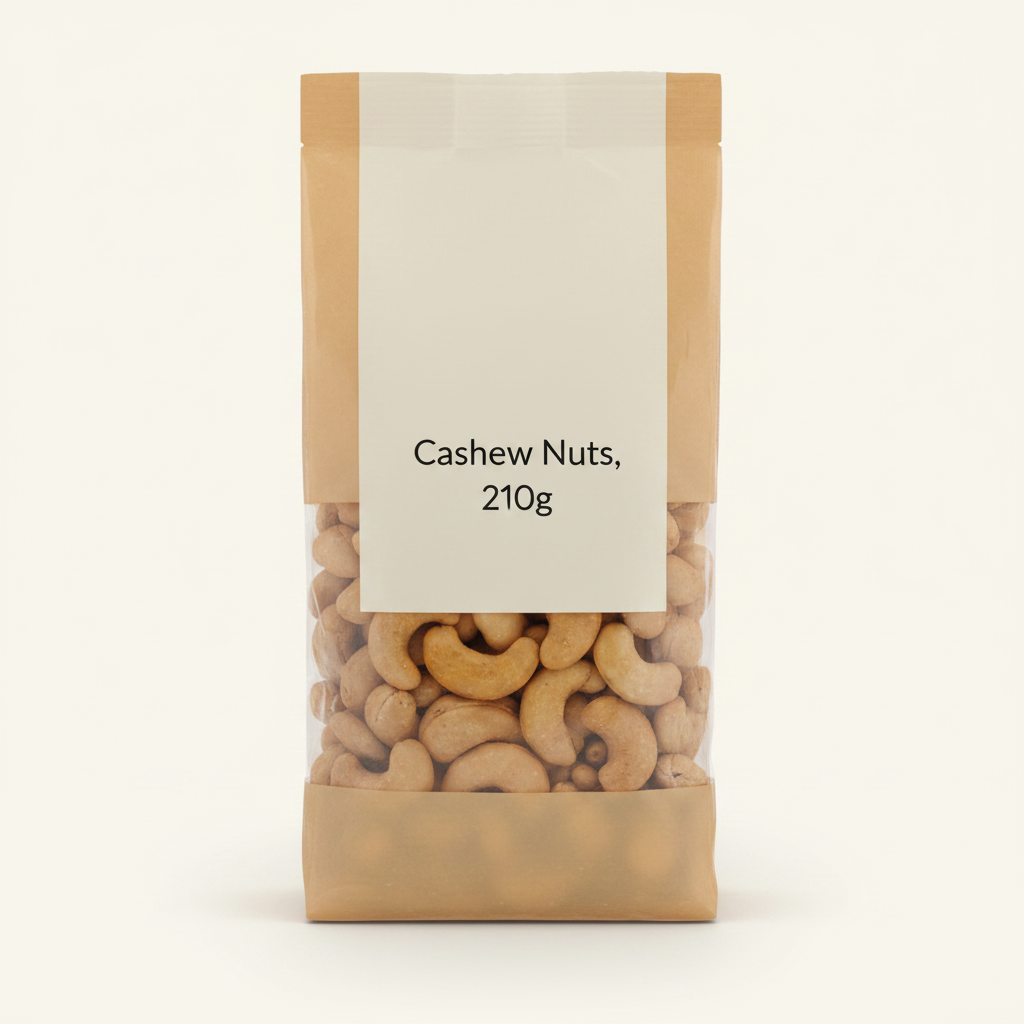 Holland & Barrett lightly salted cashews 210g, imported from the UK