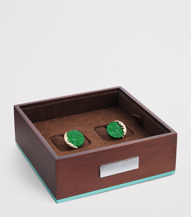 Tateossian rose gold and green garnet cufflinks - British product