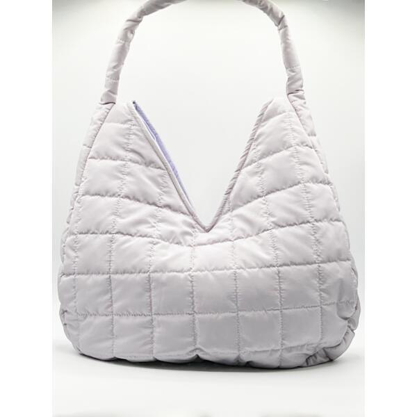 SVNX soft quilted shoulder bag pearl grey, imported from the UK
