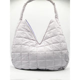 SVNX soft quilted shoulder bag pearl grey, imported from the UK