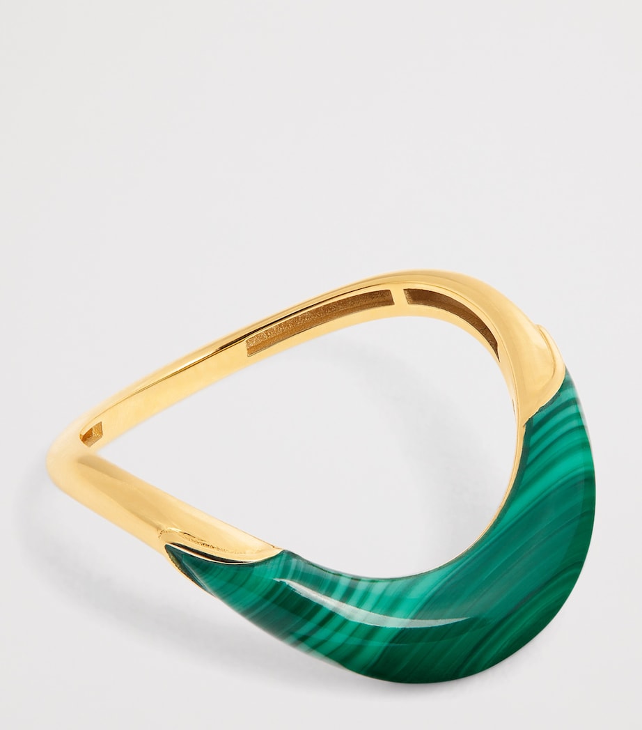L'Atelier Nawbar Boa stackable ring in yellow gold and malachite, UK version