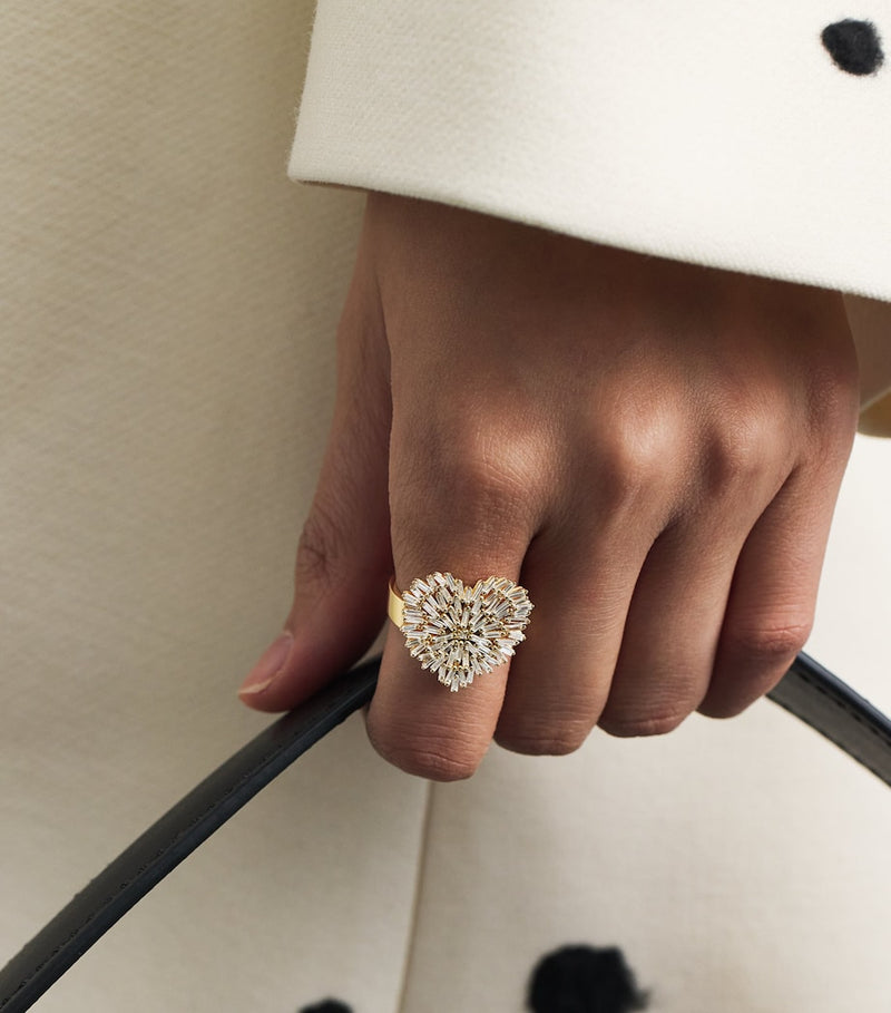 Suzanne Kalan classic heart ring in yellow gold, imported from the UK
