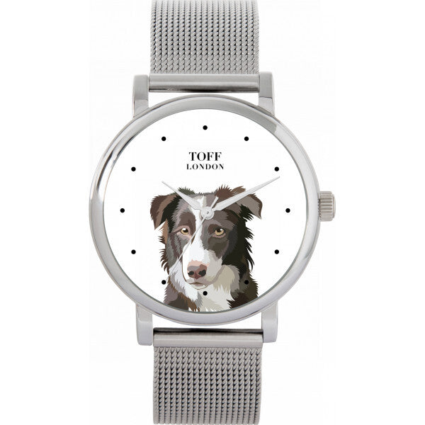 Toff London Ladies Border Collie Dog Head Watch 38mm - British product