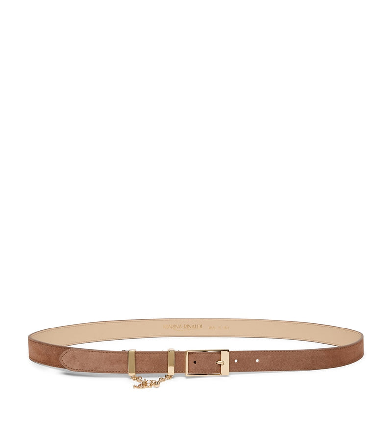 Marina Rinaldi suede logo chain belt, UK version