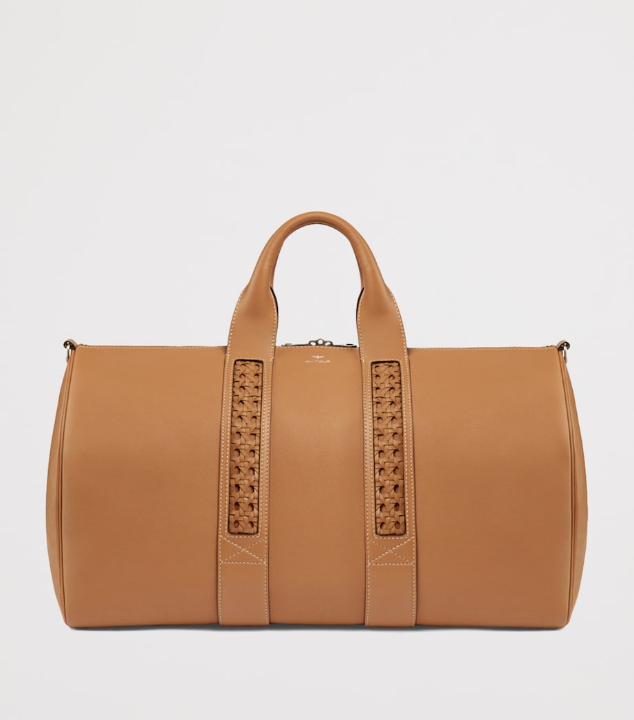 Aviteur leather woven-detail holdall - British product