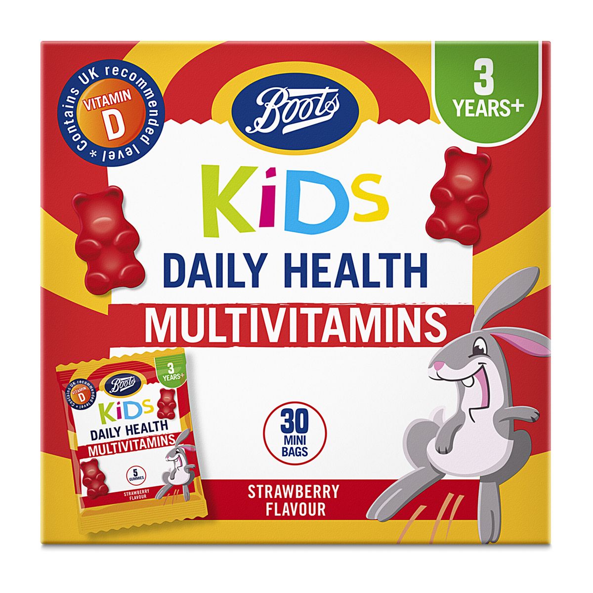 Boots Kids Daily Health Strawberry Multivitamins - 30 Mini Bags GOODS Boots   