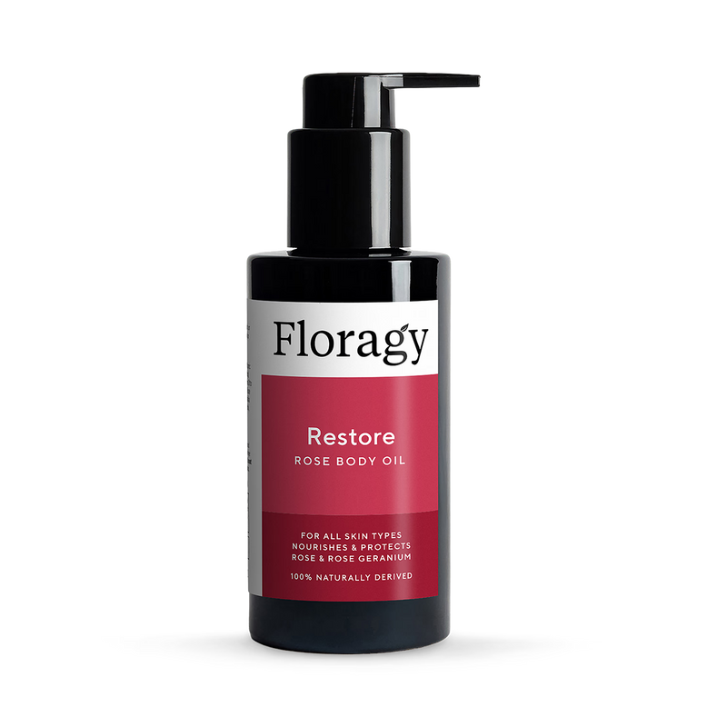 Restore Body Oil Rose and Rose Geranium, imported from the UK