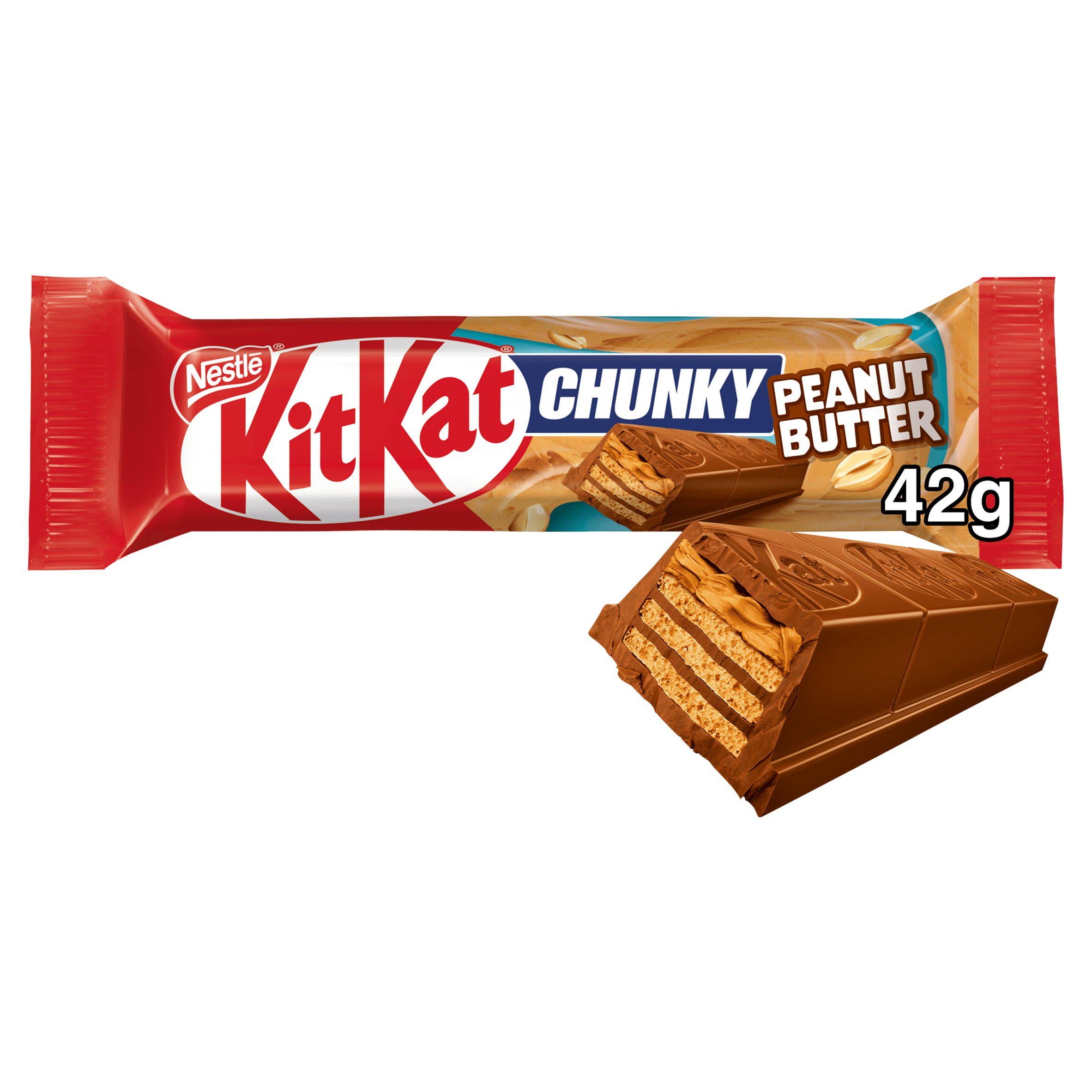 KitKat Chunky Peanut Butter Milk Chocolate Bar 42g Single bar chocolate Sainsburys   