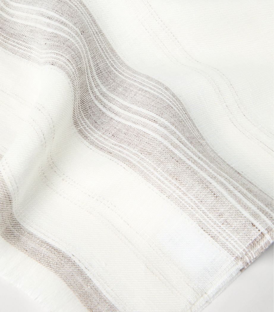 Brunello Cucinelli linen stripe scarf 75cm x 180cm (British brand)