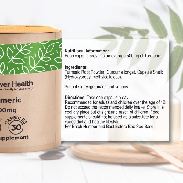 Power Health Turmeric supplement 30 capsules, UK version