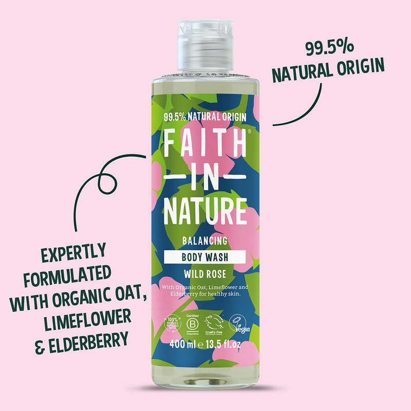 Faith In Nature Body Wash Wild Rose 400ml - British product