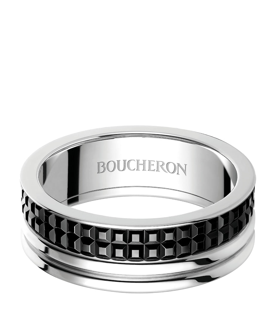 Boucheron large white gold Quatre black wedding band, imported from the UK