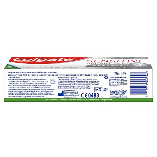 Colgate Sensitive Instant Repair & Prevent Toothpaste 75ml GOODS Superdrug   