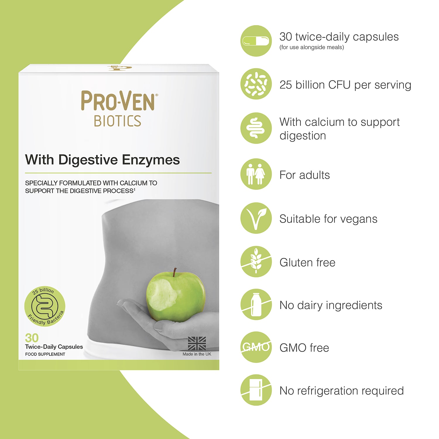 Pro-Ven Biotics acidophilus bifidus probiotic capsules 30 caps, imported from the UK