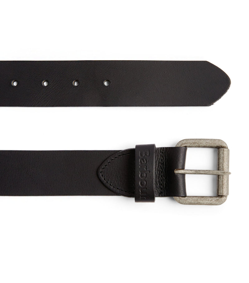 Barbour leather belt with matte finish, 4cm width (British brand)