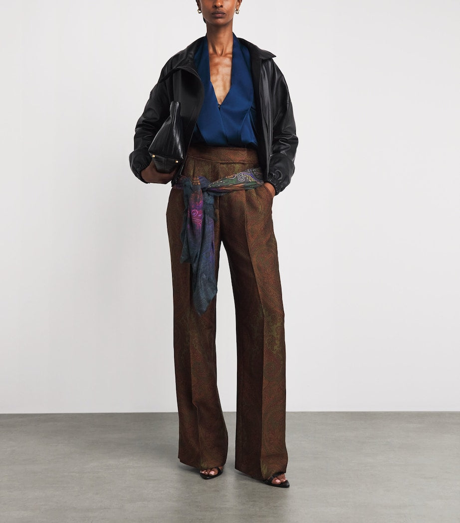 Etro Paisley Aida Sjal geometrisk mønster frynsete kanter (britisk merke)