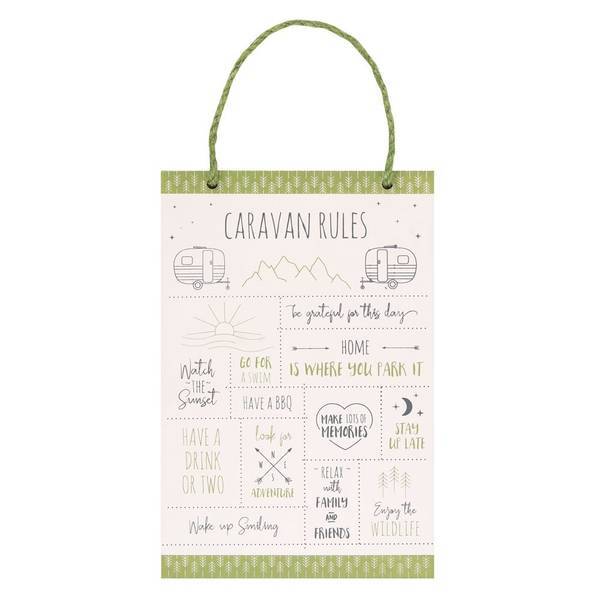 Something Different Happy Camper hanging sign with caravan design 30x20cm, UK version