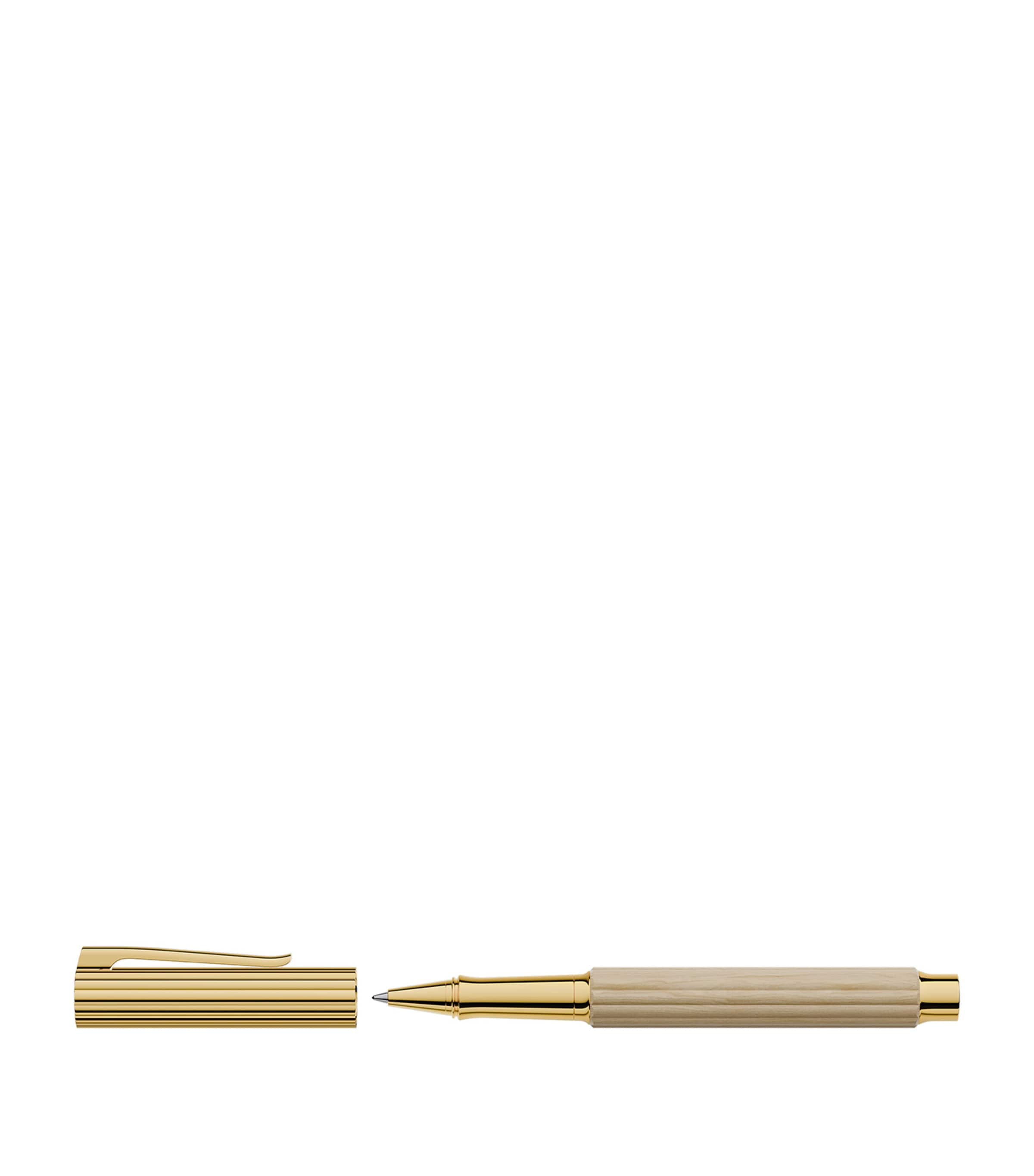 Graf von Faber-Castell hornbeam wood Bloom rollerball pen with gold trim, UK version
