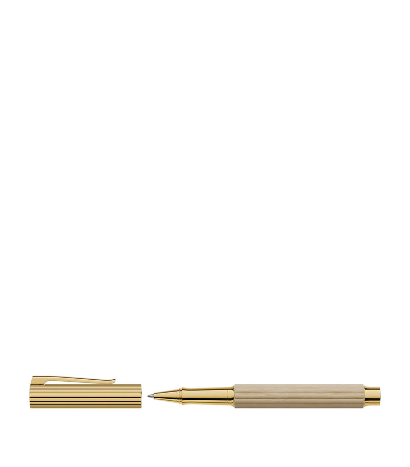 Graf von Faber-Castell hornbeam wood Bloom rollerball pen with gold trim, UK version