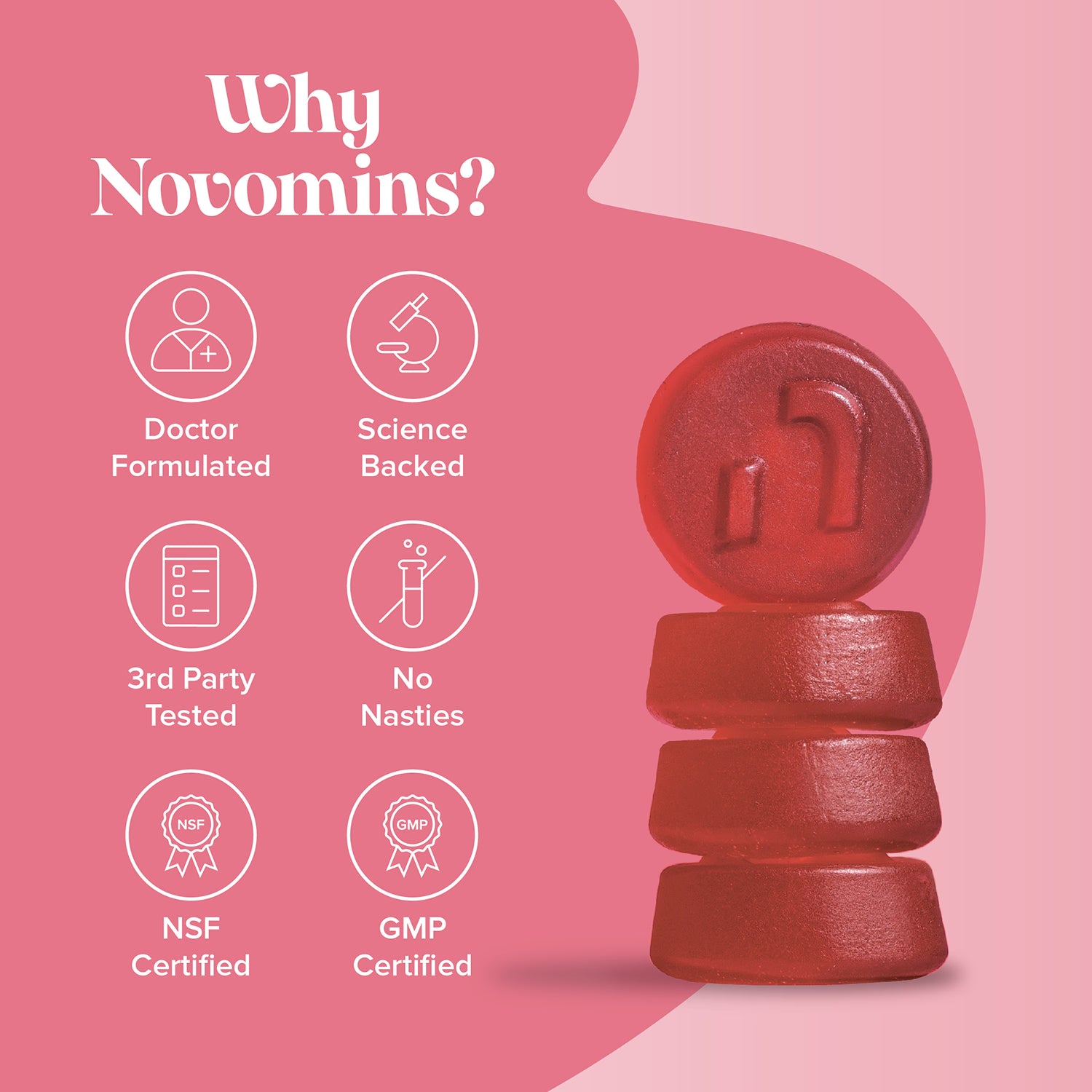 Novomins biotin gummies peach flavoured 60 gummies, imported from the UK