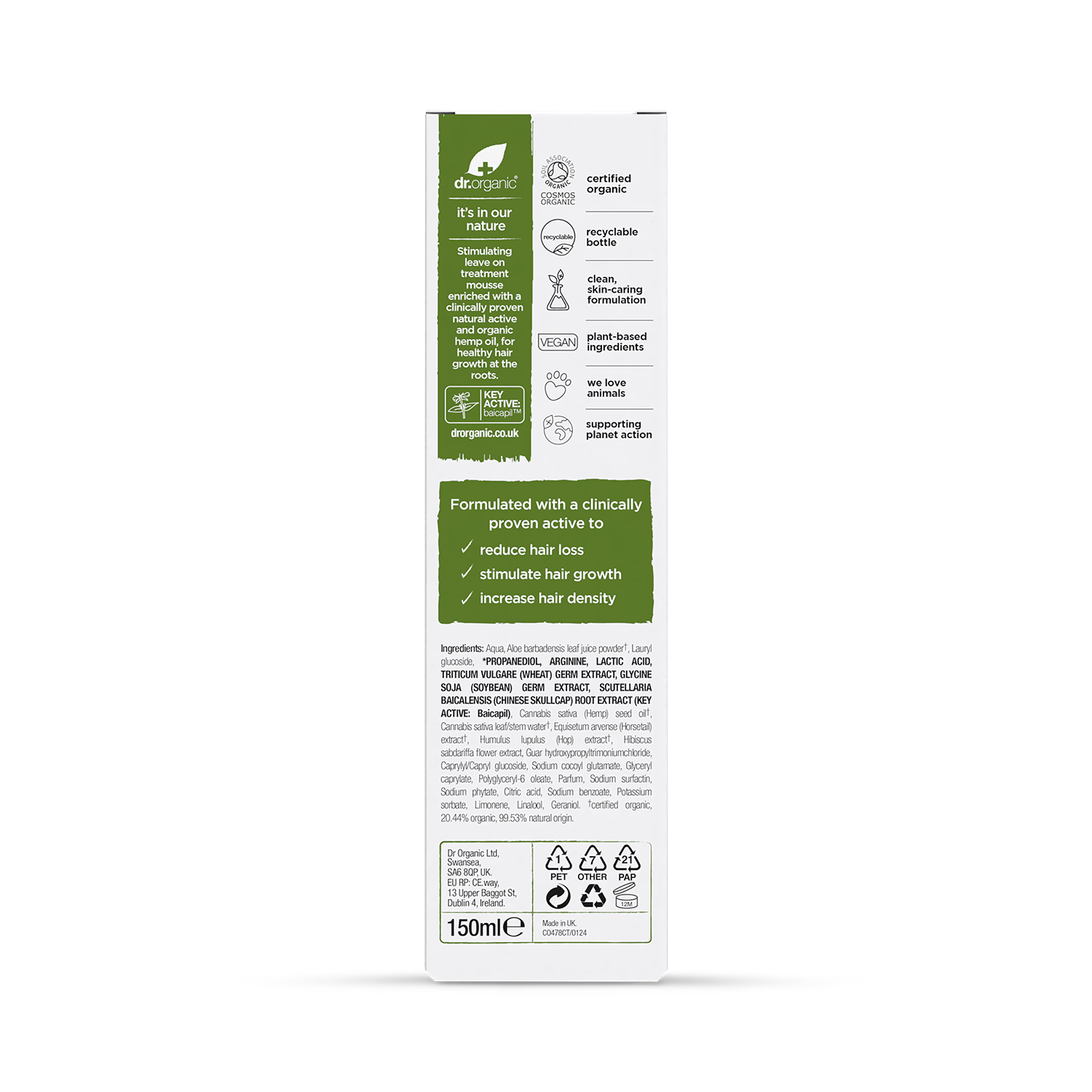 Dr Organic Rescue and Restore Treatment Mousse 150ml - British product