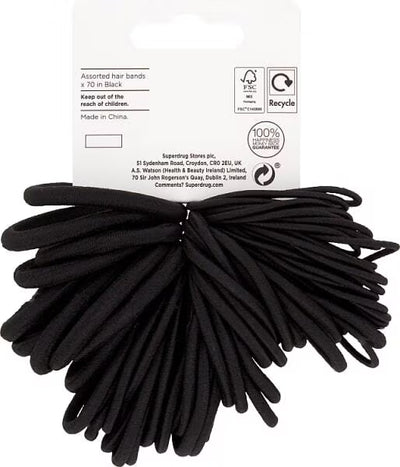 Superdrug Bandeaux Noirs Tailles Assorties Lot de 70