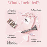 FFS Beauty Shaving Set with premium blossom razor and 4 blades, UK version