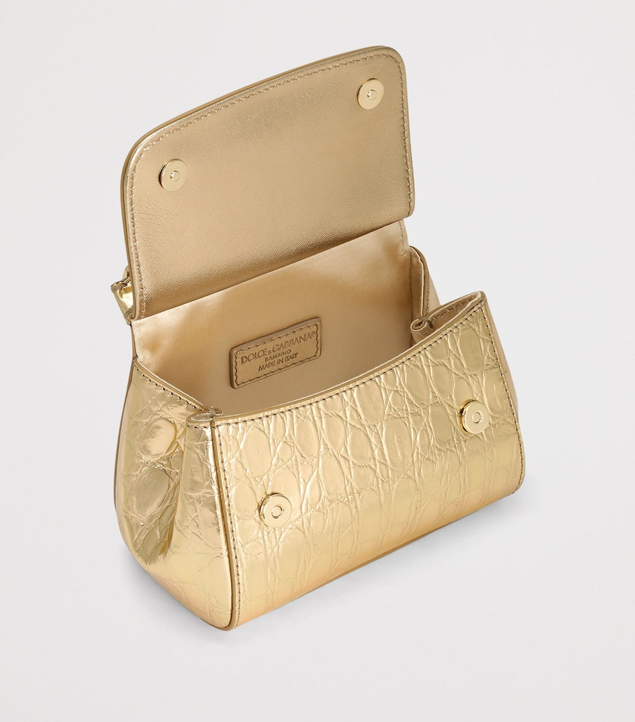 Dolce&Gabbana Kids Mini Sicily Shoulder Bag metallic leather (British brand)