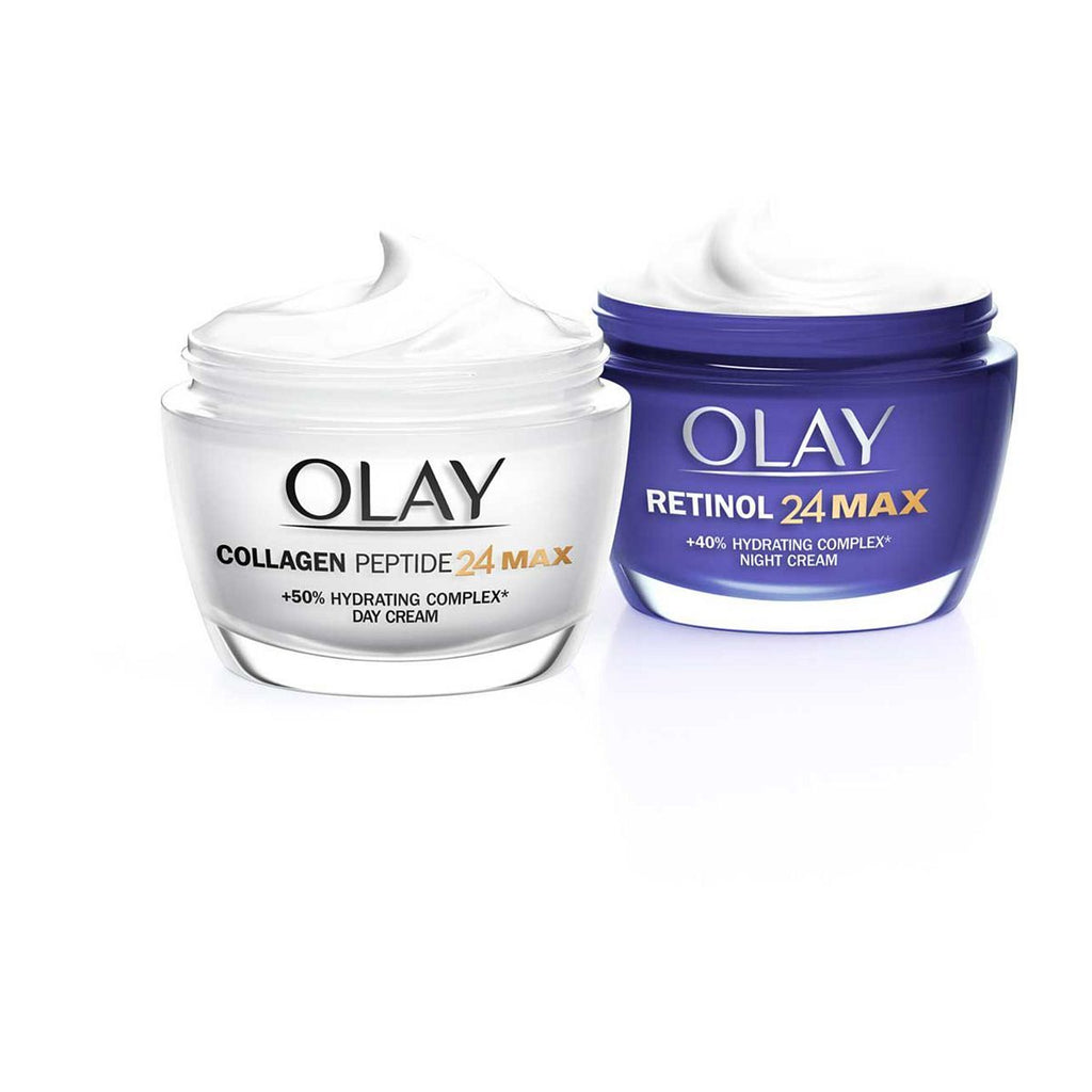 Olay Sleigh To The MAX with Collagen Peptide24 MAX Day Moisturiser & Retinol24 MAX Night Moisturiser Bundle