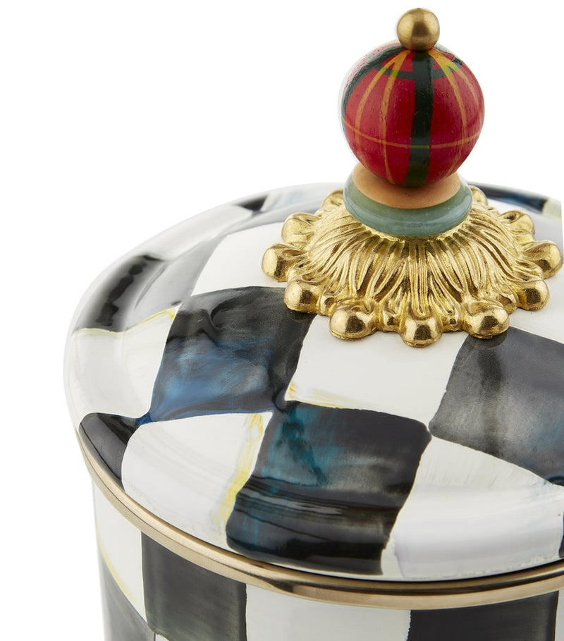 MacKenzie-Childs Large Courtly Check enamel canister, imported from the UK