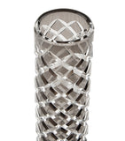 Zodiac bevelled crystal vase with tinted finish and polished chrome rim (British brand)