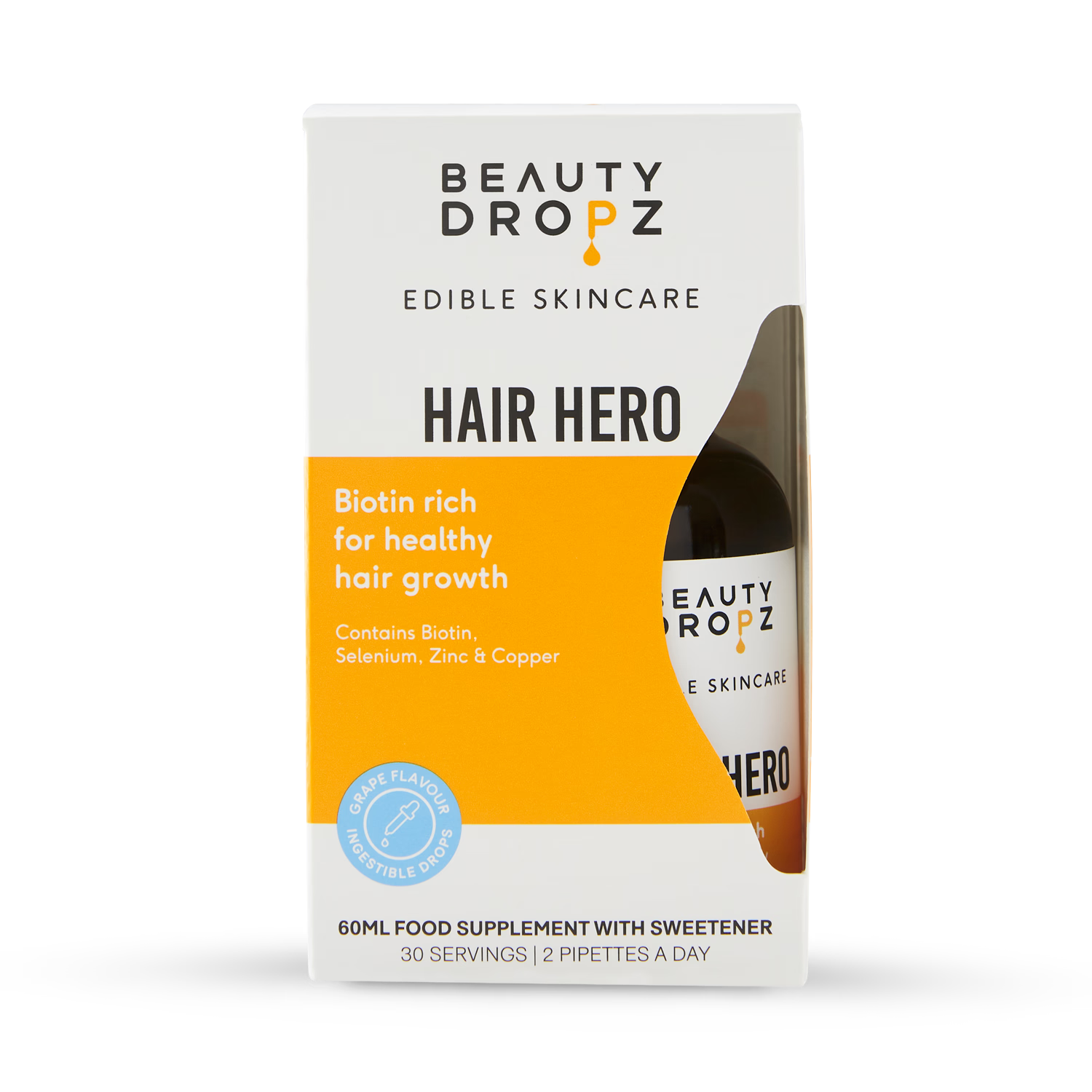 Beauty Dropz edible hair drops grape flavour 60ml (British brand)