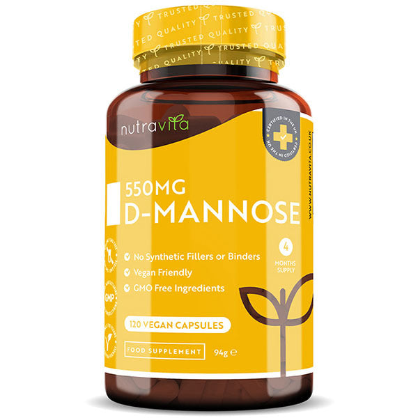 Nutravita D-Mannose 550mg High Strength - 120 Vegan Capsules